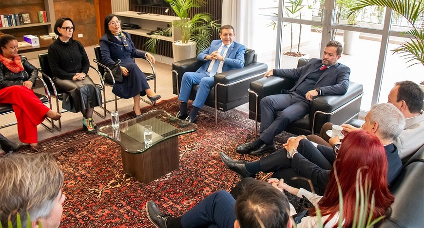 Foto mostrando reunião do presidente do Tribunal Superior Eleitoral (TSE), ministro Nunes Marque...