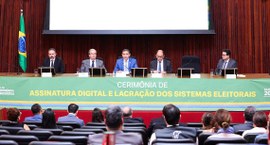 Cerimônia no TSE marca a conclusão do desenvolvimento dos programas que serão utilizados no plei...