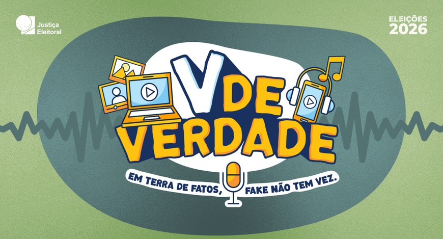 Logo da websérie “V de Verdade – Em terra de fatos, fake não tem vez”