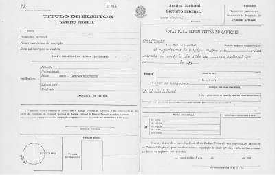 Imagem 4.14-editado.jpg com a legenda <em>Formulário de Requerimento de 2ª Via de Título Eleitoral,</em> 1933. <br/><strong>Arquivo Nacional</strong>