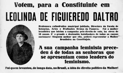 Imagem 4.17-editado.jpg com a legenda <em>Santinho de campanha da candidata Leolinda Daltro, </em>1933.<br><strong>Arquivo Nacional</strong>