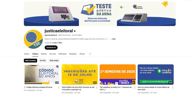 Canal do TSE no YouTube completa 15 anos - 20.07.2025