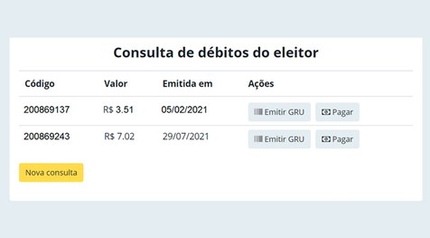 Caso sejam identificados débitos, eleitor poderá consultar valores e formas de pagamento