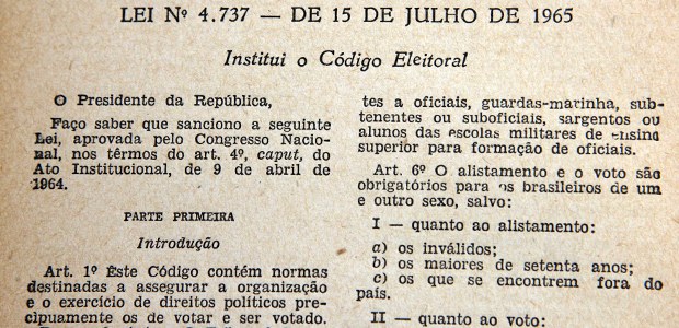 Código Eleitoral Brasileiro de 1965 em 14.07.2017 Código Eleitoral Brasileiro de 1965