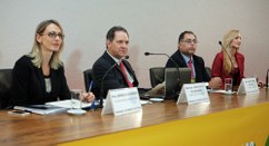 Encontro de Diretores da EJE no dia 4 de agosto de 2014 Doutora Angela Cignachi, Ministro João Otavio de Noronha, Desembargador Josaphá dos Santos e Dou...