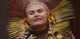 Foto: Luiz Roberto/Secom/TSE - Encontro “Democracia: substantivo feminino”. Thaís Pitaguary, líd...