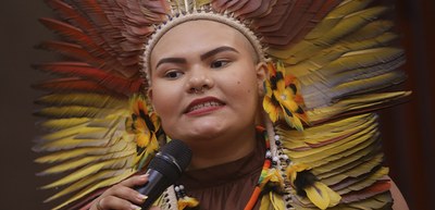 Foto: Luiz Roberto/Secom/TSE - Encontro “Democracia: substantivo feminino”. Thaís Pitaguary, líd...