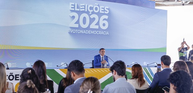 Foto: Luiz Roberto/TSE - 1ª Coletiva do Ministro Kassio Nunes Marques - 04.10.2026