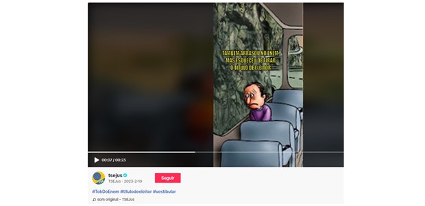 foto: reprodução Tiktok Enem/TSE - 10.01.2024