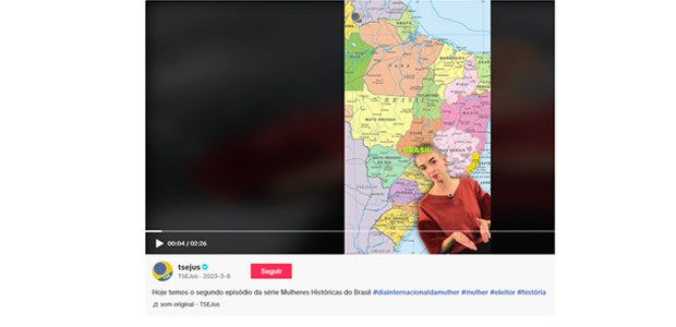 foto: reprodução Tiktok mulheres históricas episódio 2/TSE - 10.01.2024