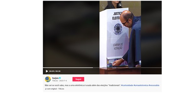 foto: reprodução Tiktok urnas/TSE - 10.01.2024