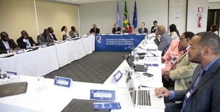 Ministra Luciana Lóssio durante o encontro de cooperação entre orgãos de gestão eleitoral dos Pa...