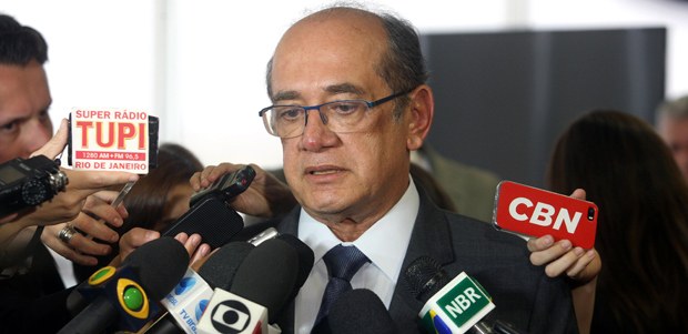 Ministro Gilmar Mendes, durante entrevista após firmar parceria entre o TSE e a Receita Federal