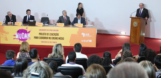Ministro Gilmar Mendes durante lançamento do Partiumudar – Projeto de Educação para Cidadania no...