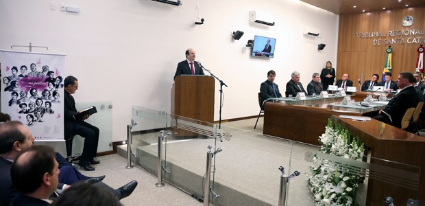 Ministro Tarcisio Vieira de Carvalho Neto, durante cerimônia da Justiça Eleitoral Itinerante no TRE-SC em 23.07.2018 Cerimônia da Justiça Eleitoral Itinerante