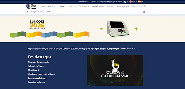 Página das Eleições 2026