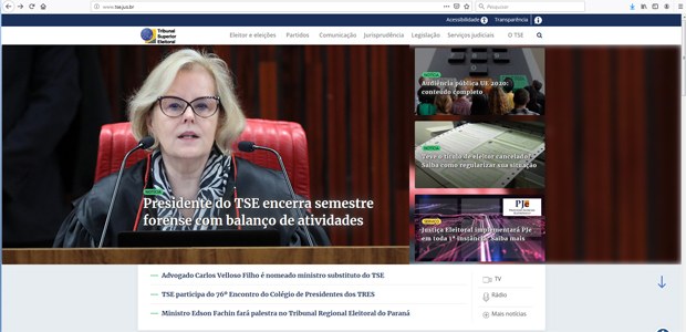 Portal do TSE em 05.07.2019 Portal do TSE