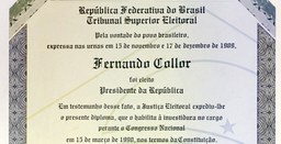 Foto da Série Especial Acervo TSE - Acervos Especiais - Diploma eleitoral de Fernando Collor de ...