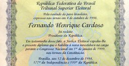 Foto da Série Especial Acervo TSE - Acervos Especiais - Diploma eleitoral de Fernando Henrique C...