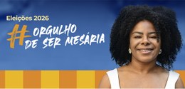 A imagem é um banner de divulgação das Eleições 2026. À esquerda, sobre um fundo azul, aparece o...