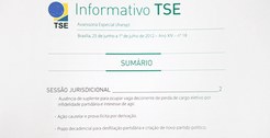 Reprodução dá página sumário do Informativo do TSE