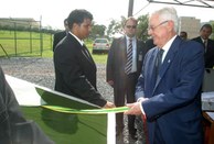 Foto do lançamento da pedra fundamental da nova sede do TSE - 5/12/2005.