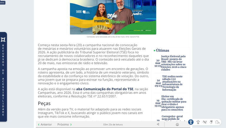 Captura de tela 3 -Print 3 - Tamanho da fonte: acessado pelo Rybená, opção recursos de acessibil...