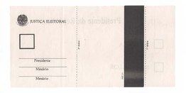 Cédula oficial, impressa e distribuída pela Justiça Eleitoral, por ocasião do segundo turno das ...