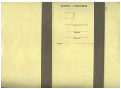 Cédula oficial, impressa e distribuída pela Justiça Eleitoral, por ocasião do primeiro turno das...