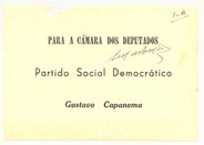Cédula das eleições de 1945. Partido Social Democrático; Câmara dos Deputados - Comarca de Pitan...