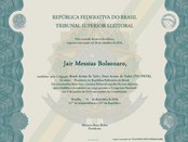 Diploma de Presidente da República para Jair Messias Bolsonaro, expedido pelo Tribunal Superior ...