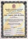 Diploma de Presidente da República para Luiz Inácio Lula da Silva, expedido pelo Tribunal Superi...