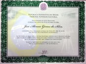 Diploma de Vice-Presidente da República para José Alencar Gomes da Silva, expedido pelo Tribunal...