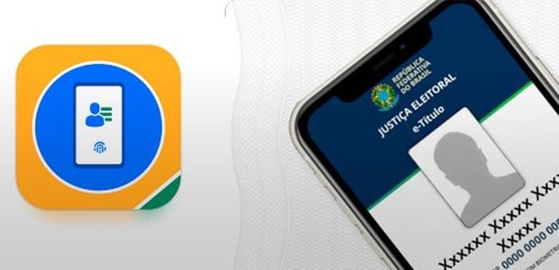 Ilustração oficial do e-Título mostra o aplicativo e um documento digital com espaço para a fotografia do eleitor