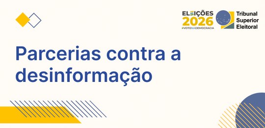 Identidade visual da série Parcerias contra a desinformação.