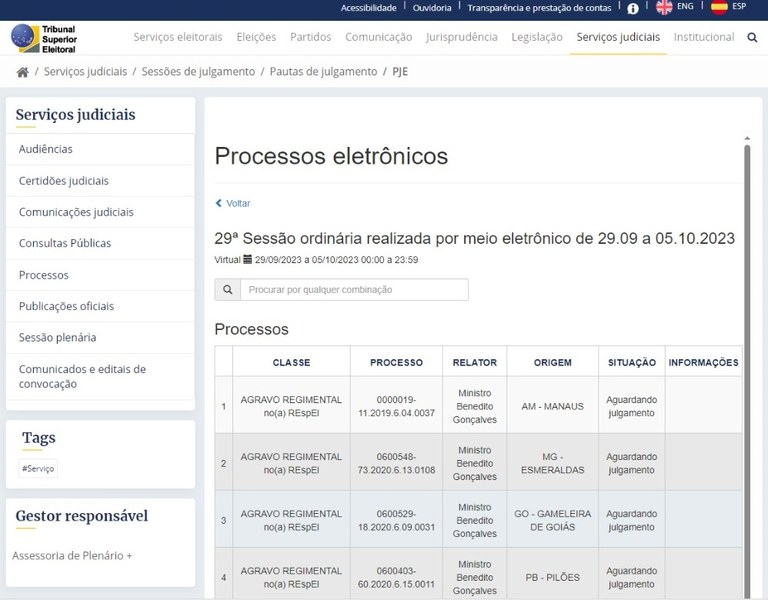 Plenário Virtual do TSE 27.09.2023