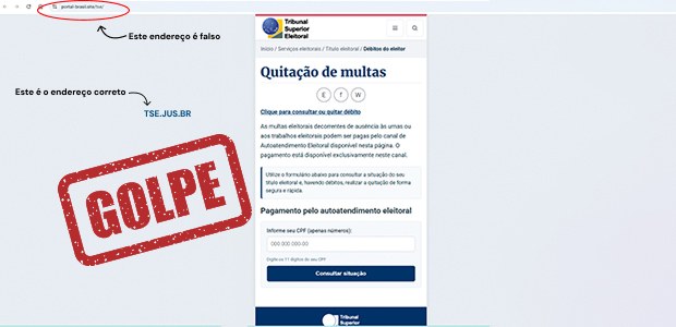 Tentativa de golpe sobre regularização eleitoral Print de uma página da internet que pratica tentativa de golpe sobre regularização eleitoral