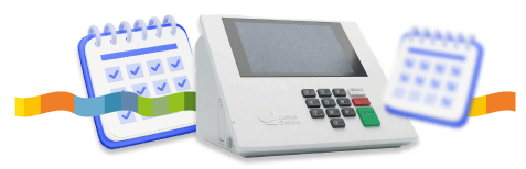 Urna eletronica e calendário ao redor.