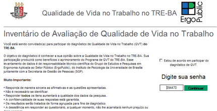 TRE-BA - Questionário da pesquisa de qualidade de vida no trabalho