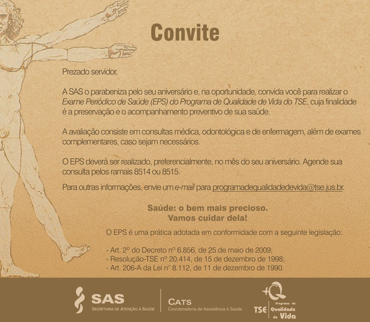TSE-Convite para exame periódico de saúde