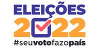 Logo das Eleições 2022 com a hashtag seu voto faz o país