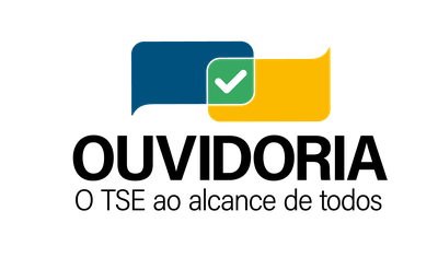 Logo da Ouvidoria do TSE com simbolo de balões de conversa com os dizeres: Ouvidoria - O TSE ao ...