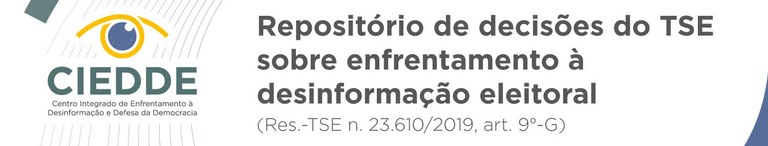 Imagem de fundo branco com um olho e os seguintes dizeres:  Repositório de decisões do TSE sobre...